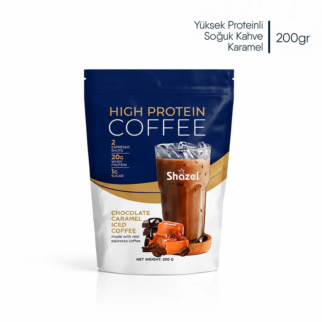 Shazel Yüksek Proteinli Soğuk Kahve Karamel - Doypack - 200 gr.- Koli