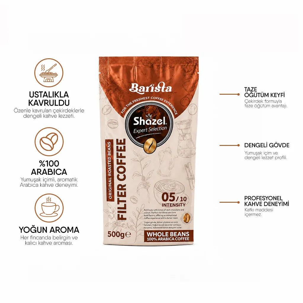 Shazel Filtre Kahve Çekirdek - Flat Bottom 500 gr.- Adet