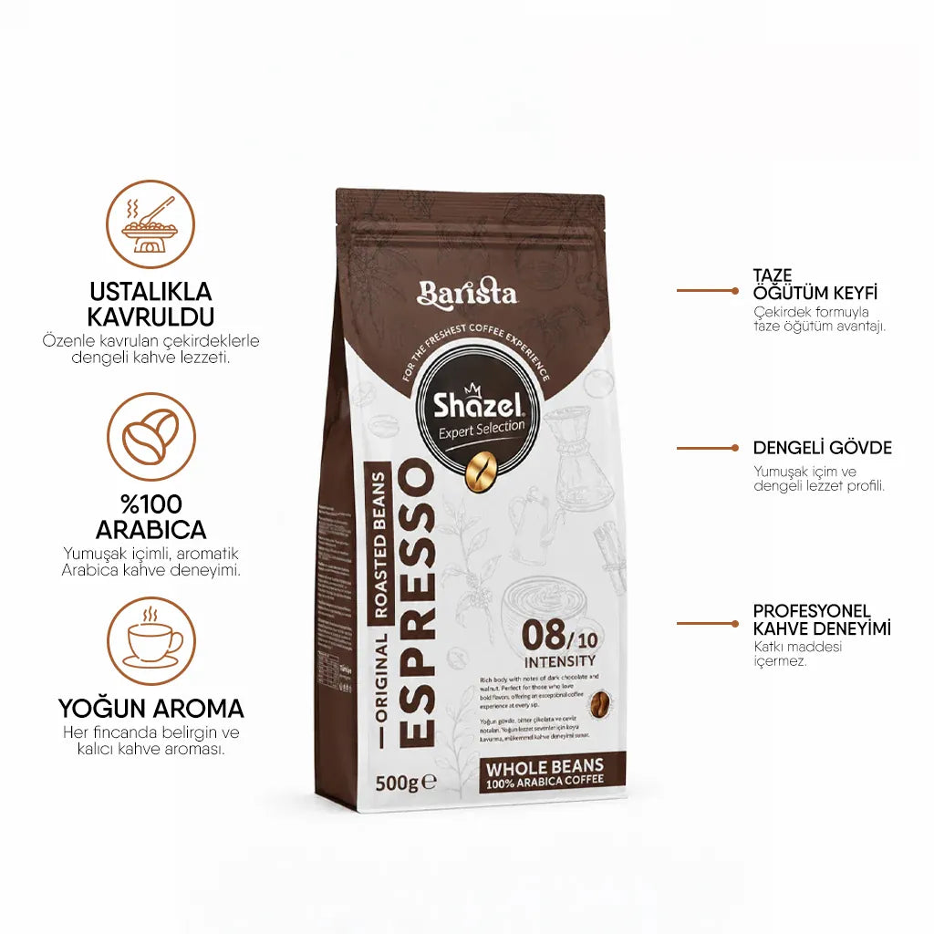 Shazel Espresso Kahve Çekirdek - Flat Bottom 500 gr.- Adet