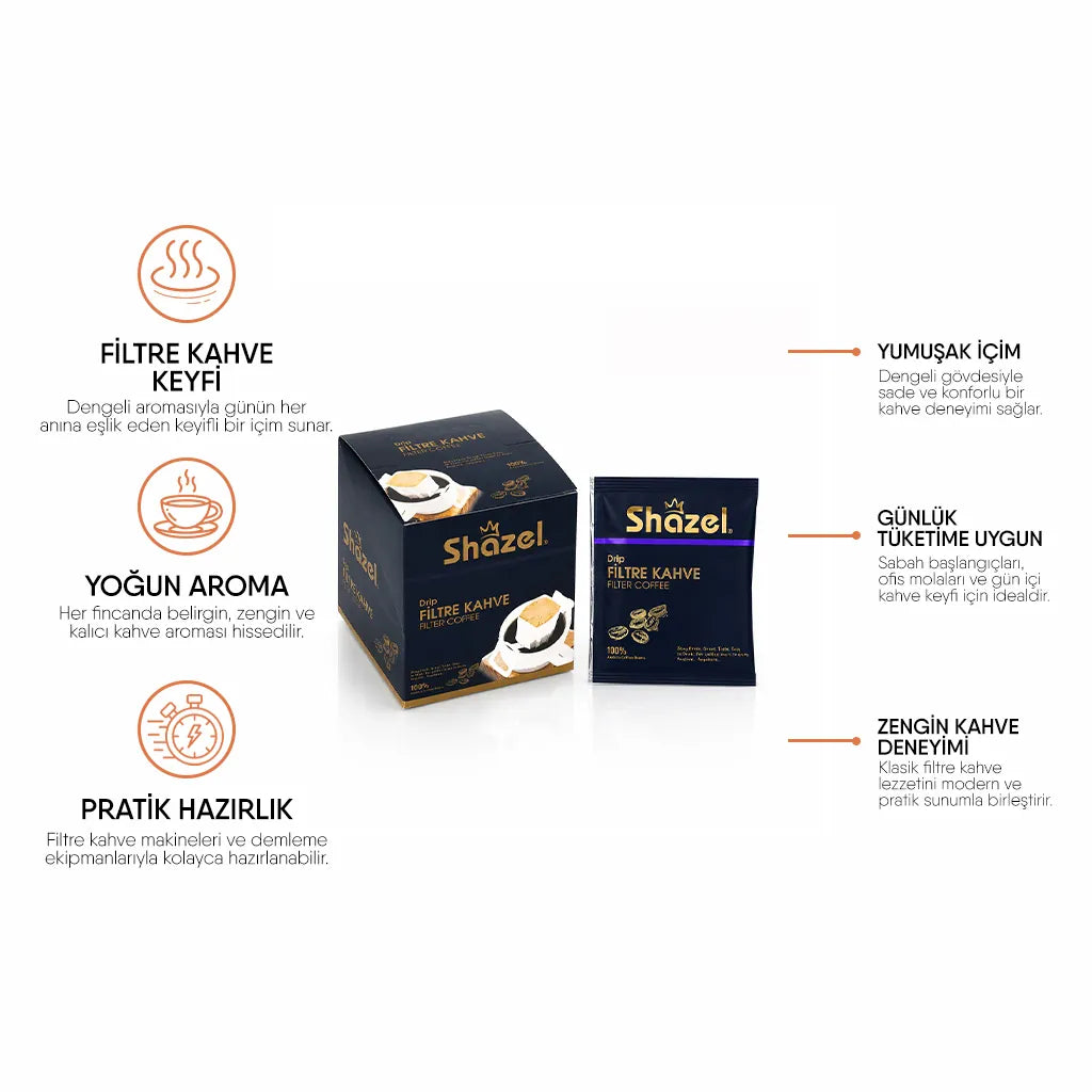 Shazel Filtre Kahve Drip Classic - 8 gr. 12 ADET*1 KUTU