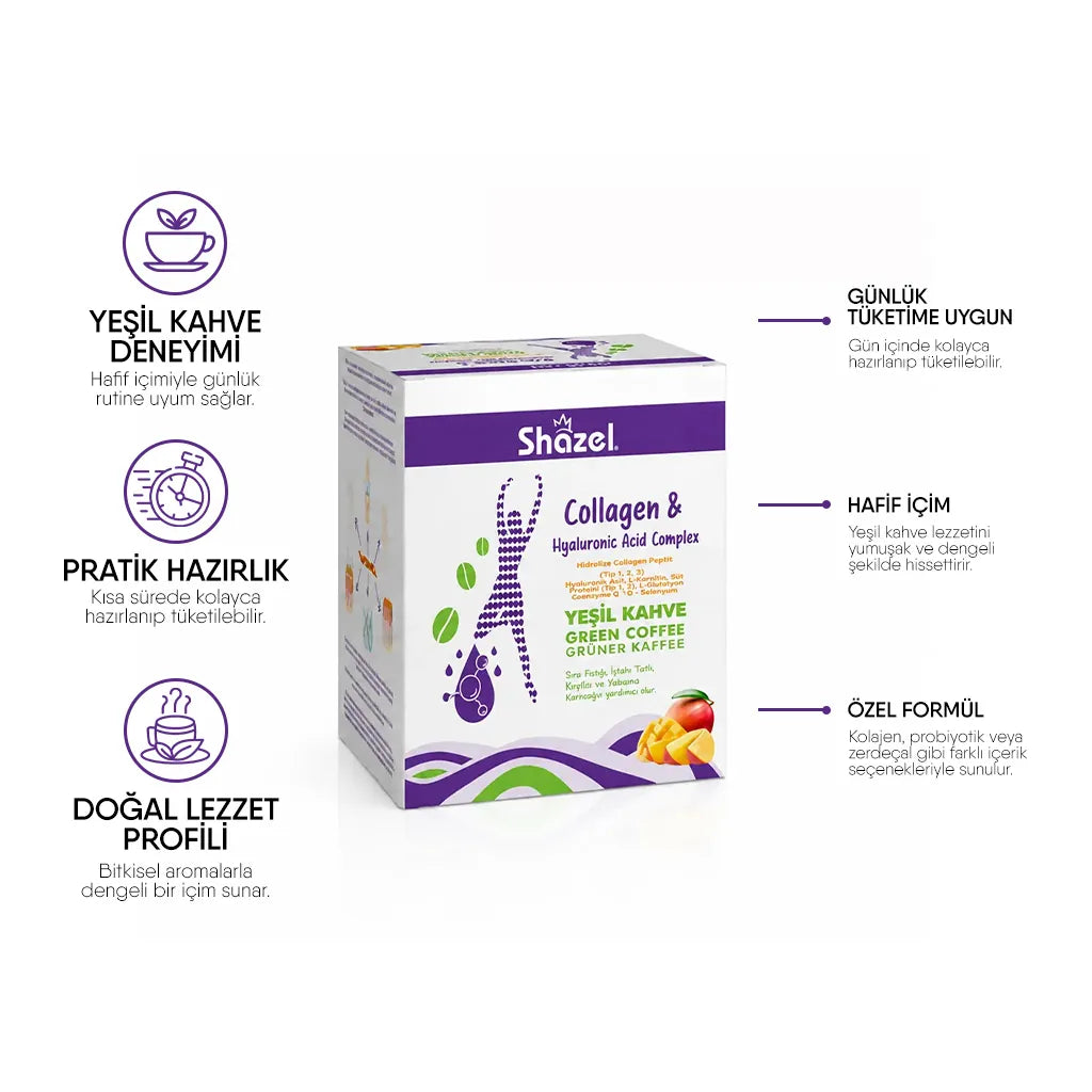 Shazel Yeşil Kahve Collagen - 10 gr.- Koli