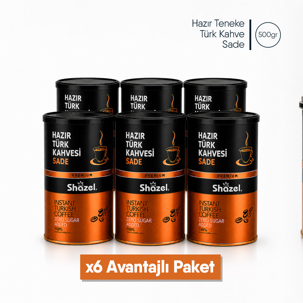 Shazel Hazır Türk Kahvesi Sade - Teneke - 500 gr.
