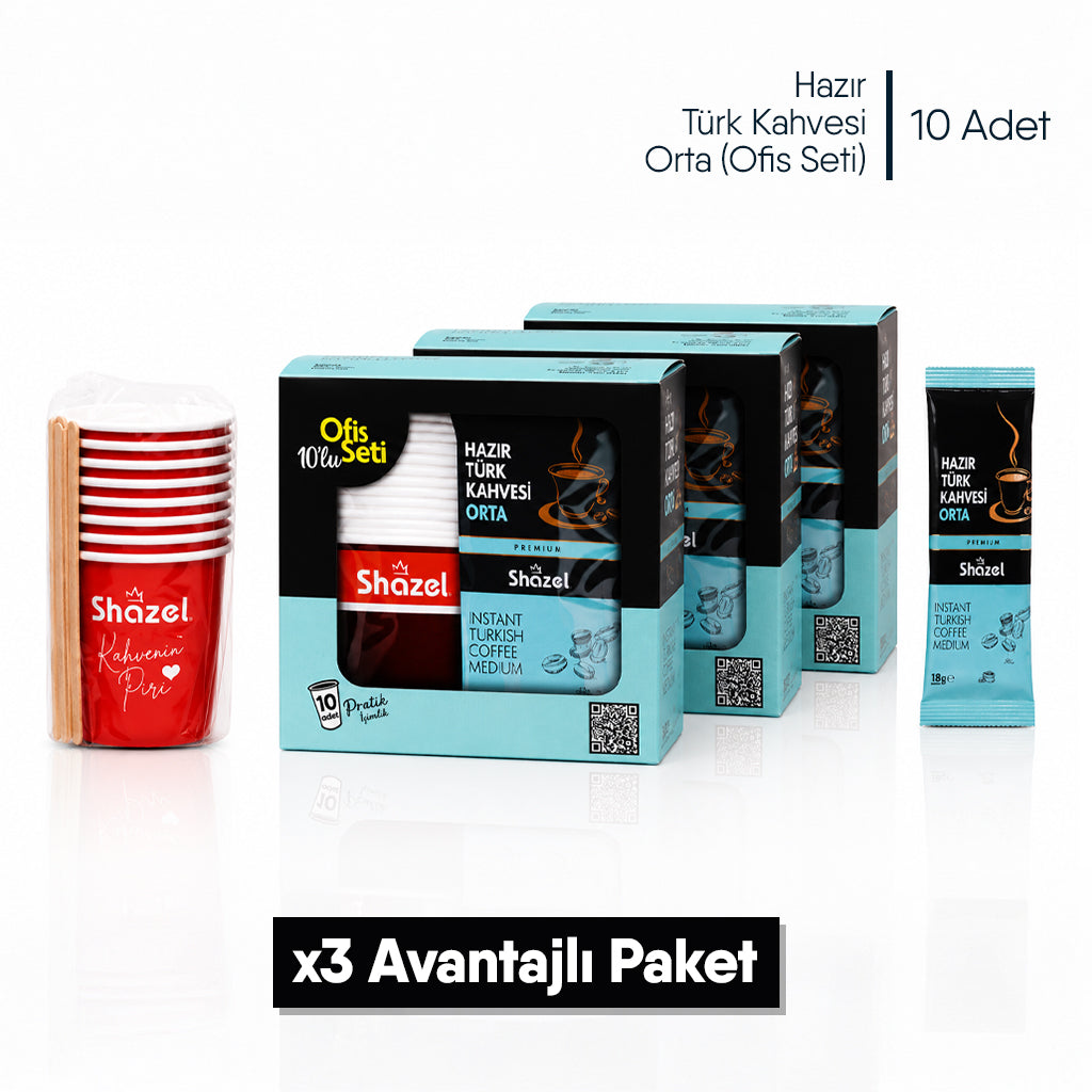 Shazel Hazır Türk Kahvesi Orta - Ofis Seti 10 ADET*1 KUTU