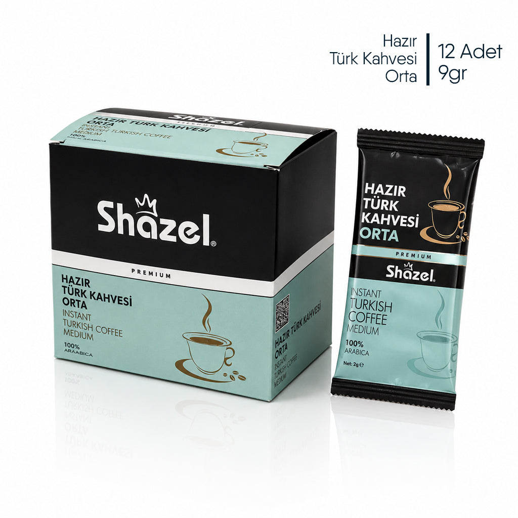 Shazel Hazır Türk Kahvesi Orta - 9 gr. 12 ADET*1 (KUTU)