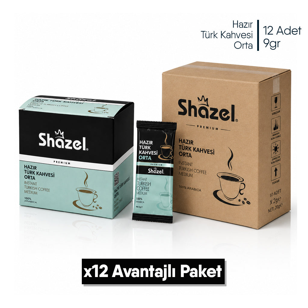 Shazel Hazır Türk Kahvesi Orta - 9 gr. 12 ADET*1 (KUTU)