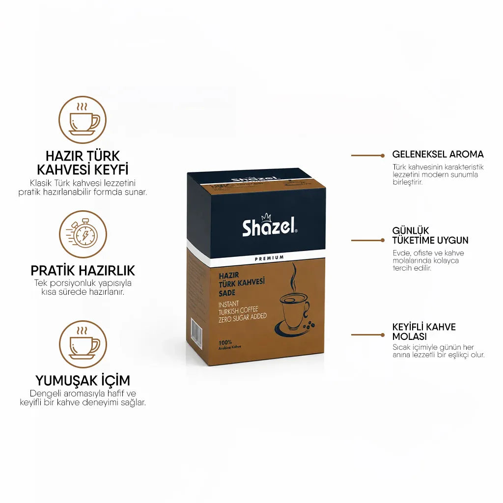 Shazel Hazır Türk Kahvesi Sade - 7 gr x 12 Adet KUTU