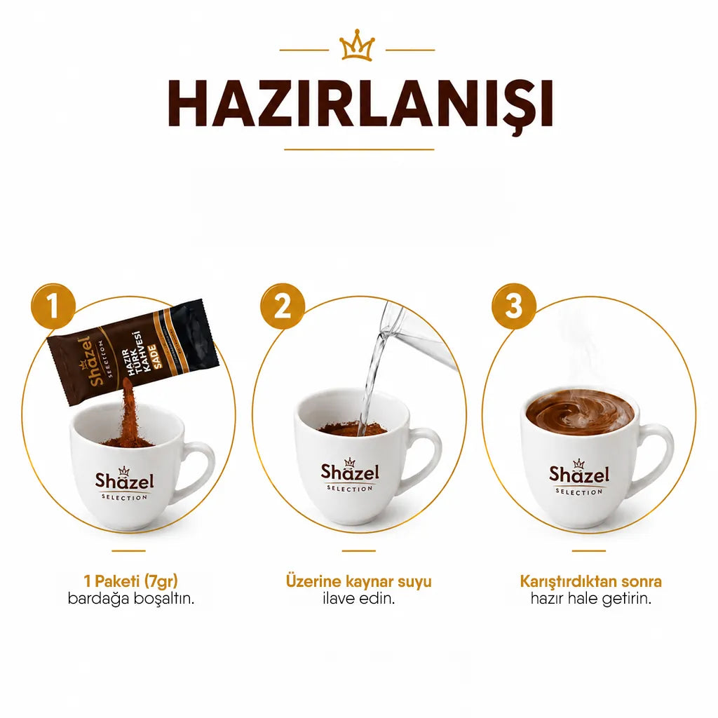 Shazel Hazır Türk Kahvesi Sade - 7 gr x 12 Adet KUTU