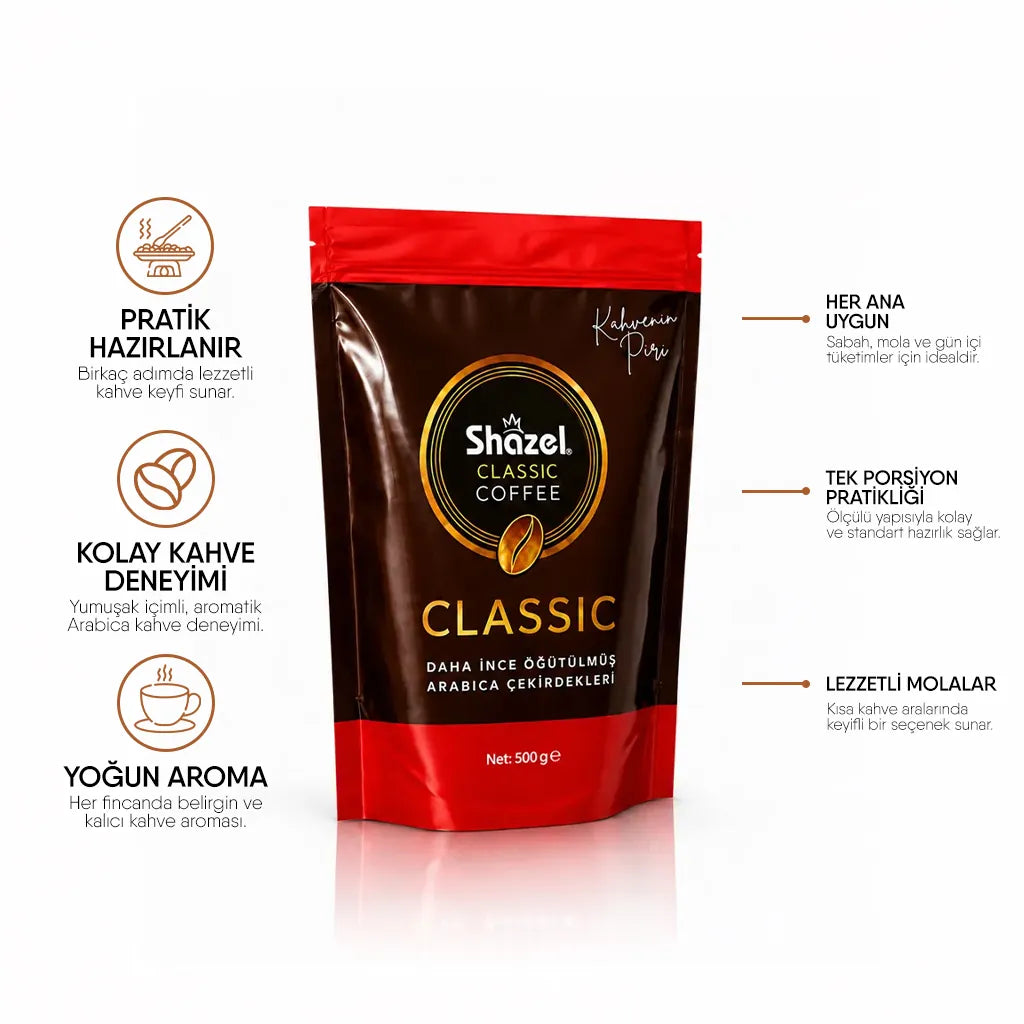 Shazel CLASSIC ÇÖZÜNEBİLİR KAHVE 500GR