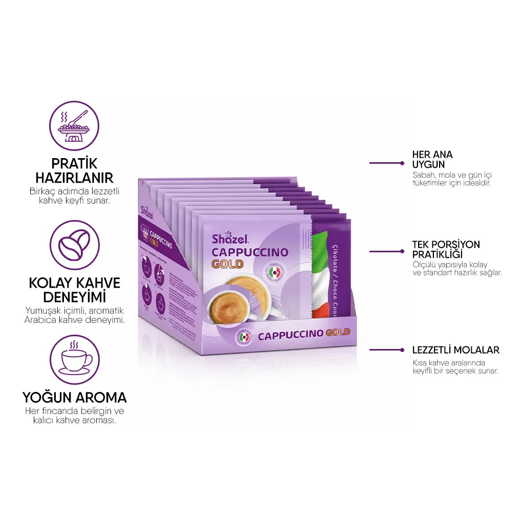 Shazel Cappuccino + Granül Çikolata - 25 gr. 12 ADET*1KUTU