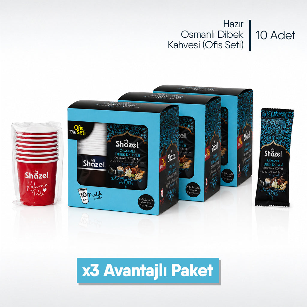 Shazel Hazır Osmanlı Dibek Kahvesi - Ofis Seti 10 ADET* 1 KUTU