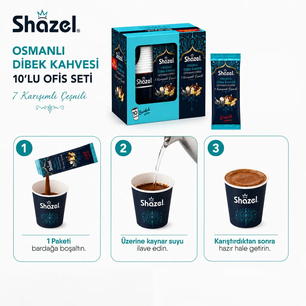 Shazel Hazır Osmanlı Dibek Kahvesi - Ofis Seti 10 ADET* 1 KUTU