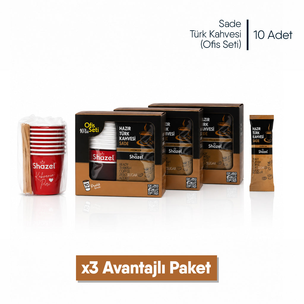 Shazel Hazır Türk Kahvesi Sade - Ofis Seti 10 ADET*1 KUTU