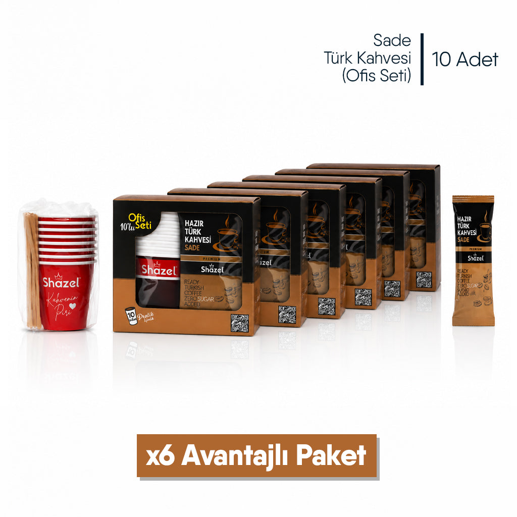 Shazel Hazır Türk Kahvesi Sade - Ofis Seti 10 ADET*1 KUTU