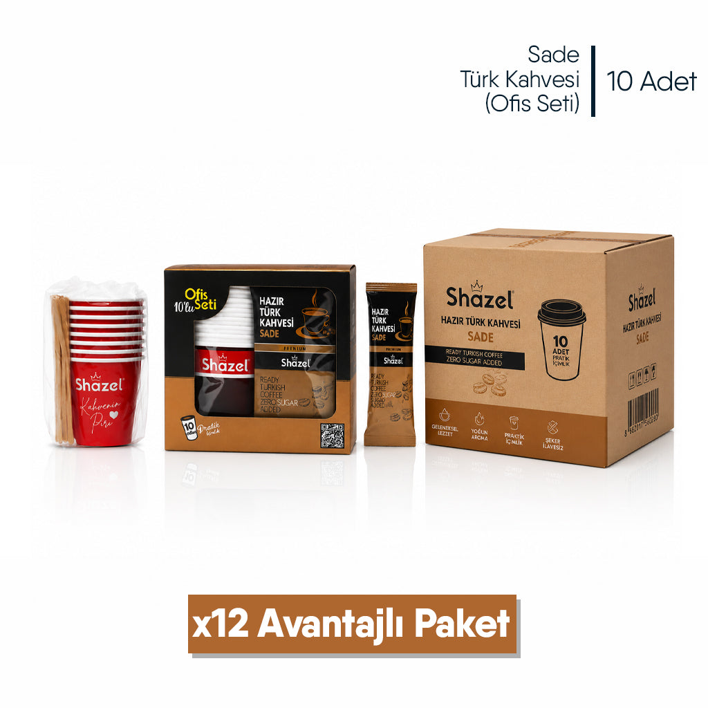Shazel Hazır Türk Kahvesi Sade - Ofis Seti 10 ADET*1 KUTU