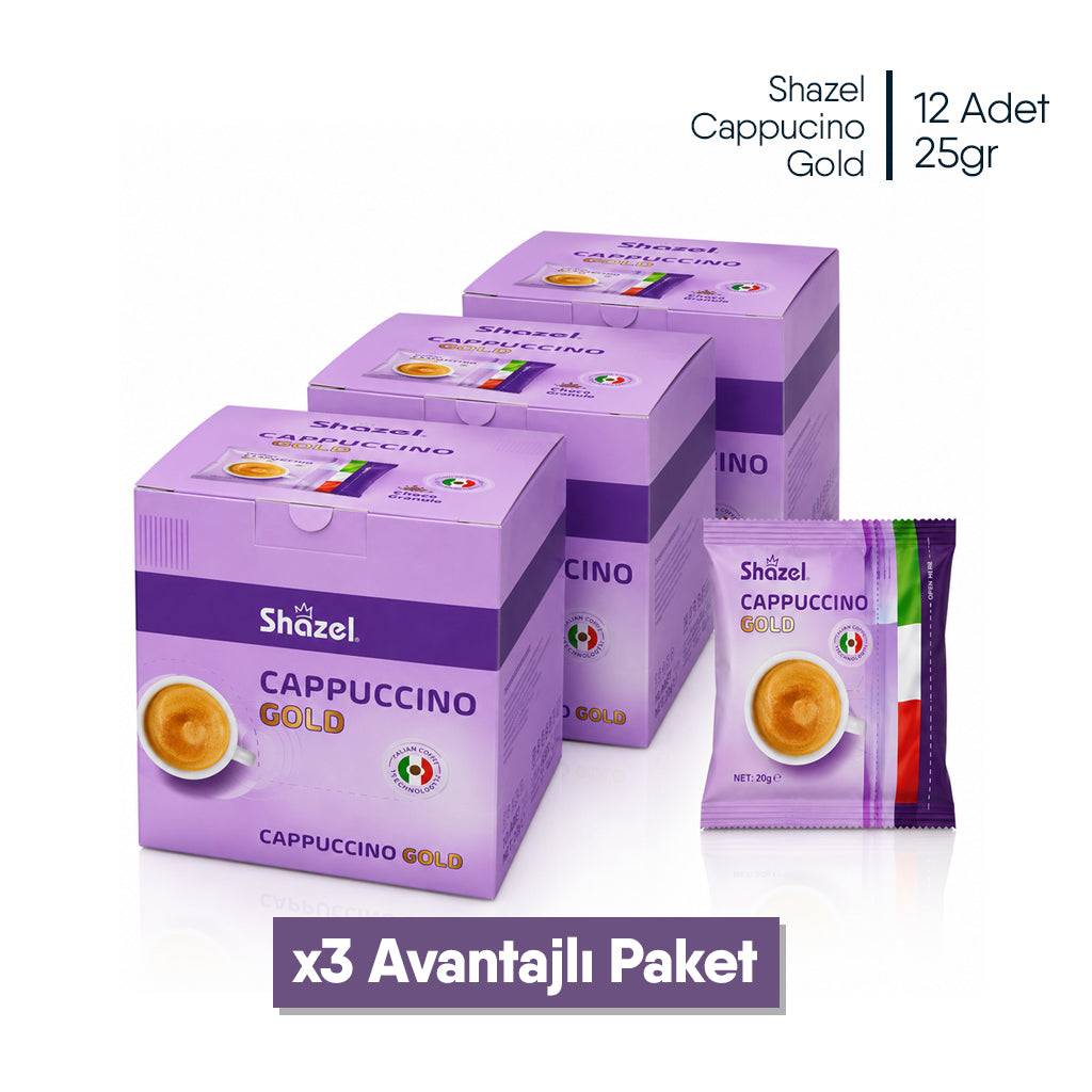Shazel Cappuccino + Granül Çikolata - 25 gr. 12 ADET*1KUTU