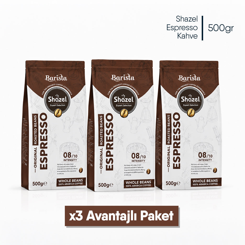 Shazel Espresso Kahve - Çekirdek - Flat Bottom 1000 gr.- Adet