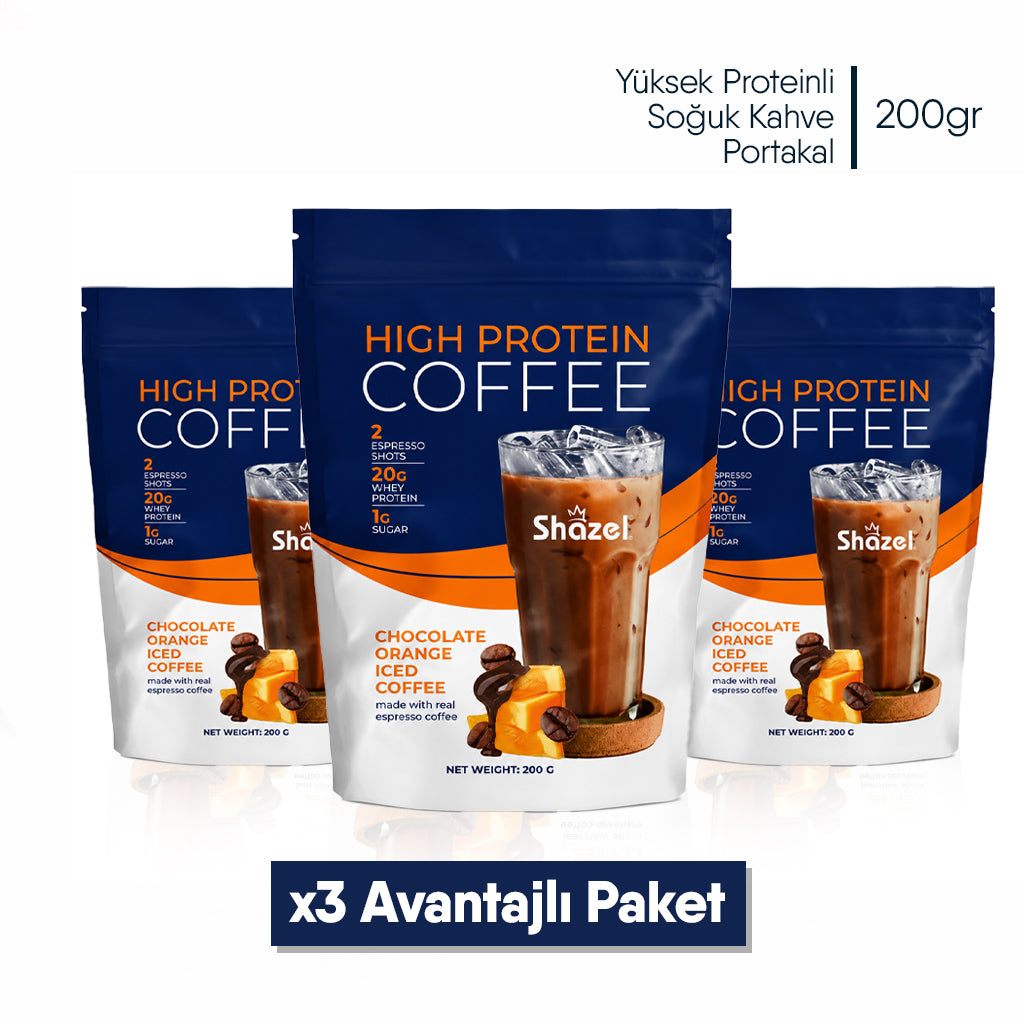 Shazel Yüksek Proteinli Soğuk Kahve Portakal - Doypack - 200 gr.- Koli