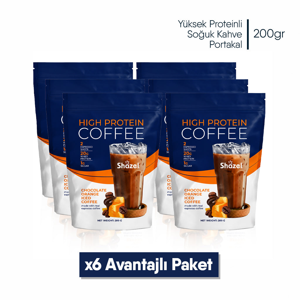 Shazel Yüksek Proteinli Soğuk Kahve Portakal - Doypack - 200 gr.- Koli