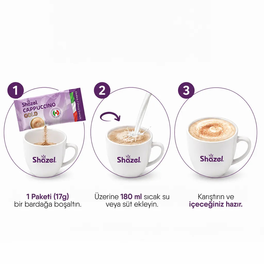 Shazel Cappuccino + Granül Çikolata - 25 gr. 12 ADET*1KUTU