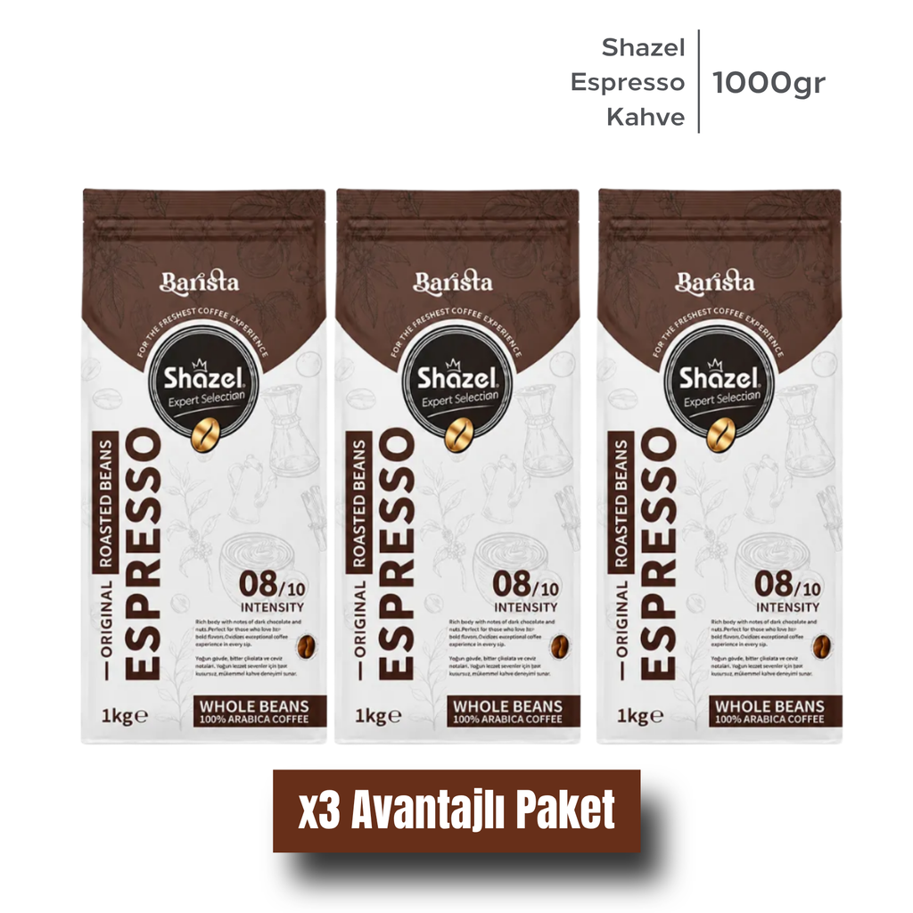 Shazel Espresso Kahve - Çekirdek - Flat Bottom 1000 gr.- Adet