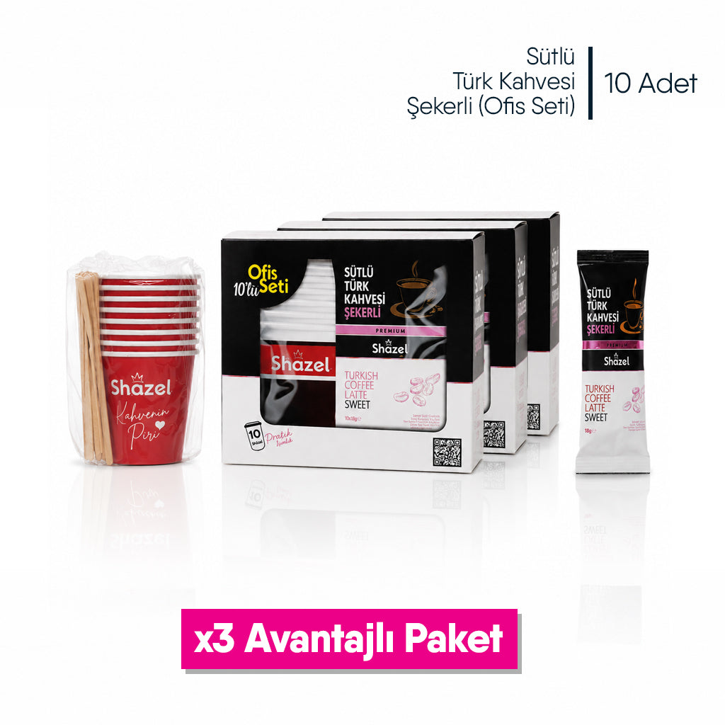 Sütlü Türk Kahvesi - Ofis Seti - Şekerli