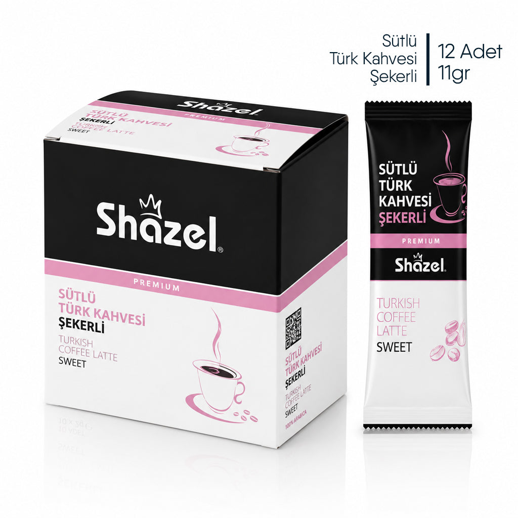 Shazel Hazır Sütlü Türk Kahvesi Şekerli - 11gr x 12 ADET