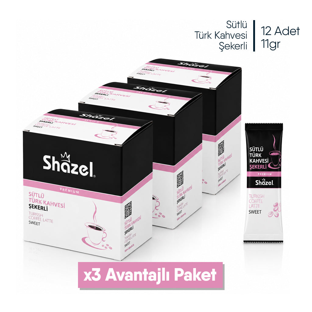 Shazel Hazır Sütlü Türk Kahvesi Şekerli - 11gr x 12 ADET