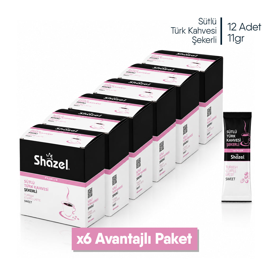Shazel Hazır Sütlü Türk Kahvesi Şekerli - 11gr x 12 ADET