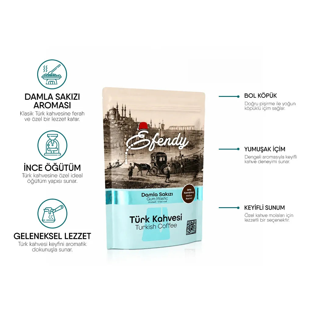 Shazel Efendy Geleneksel Damla Sakızlı Türk Kahvesi - Doypack - 100 gr.