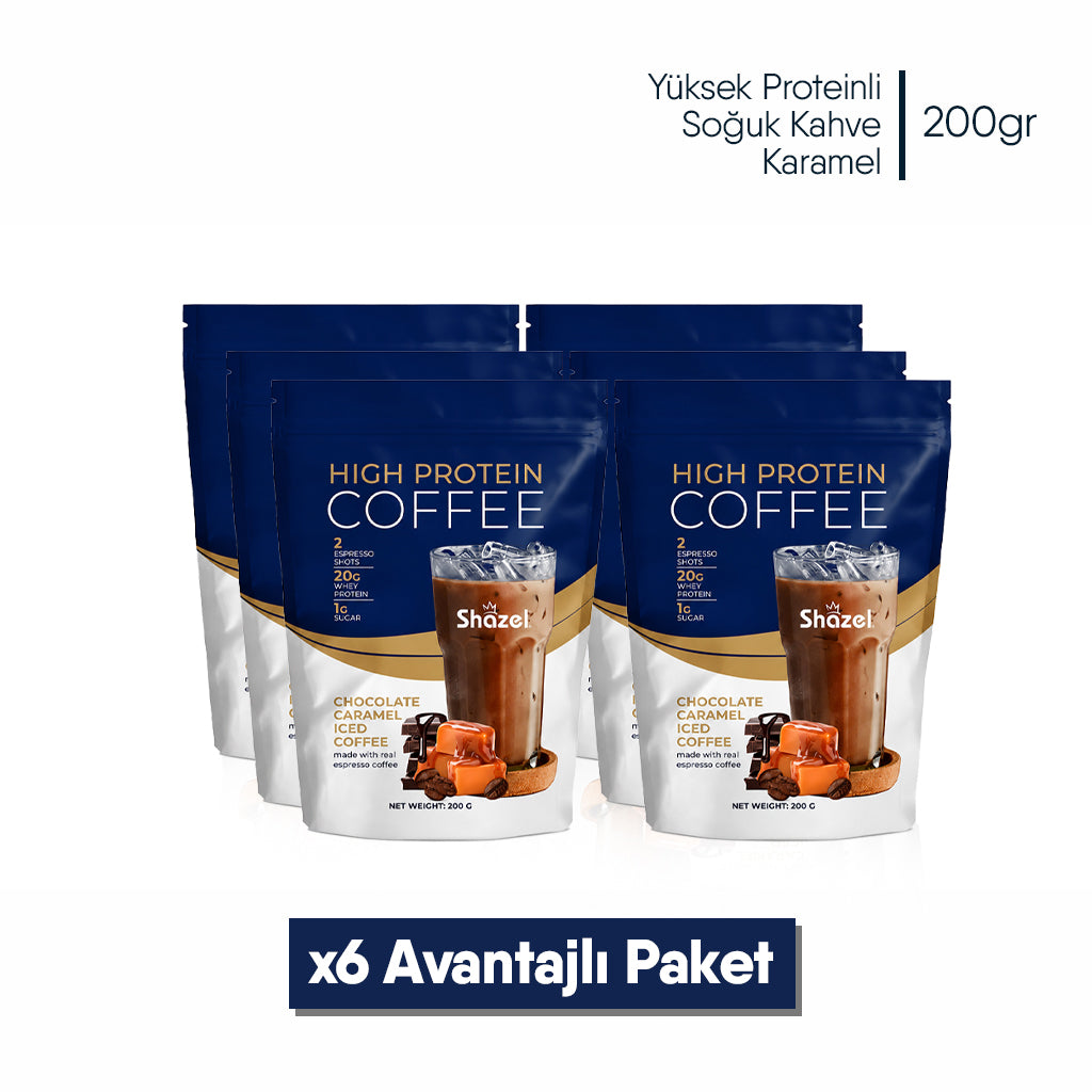 Shazel Yüksek Proteinli Soğuk Kahve Karamel - Doypack - 200 gr.- Koli