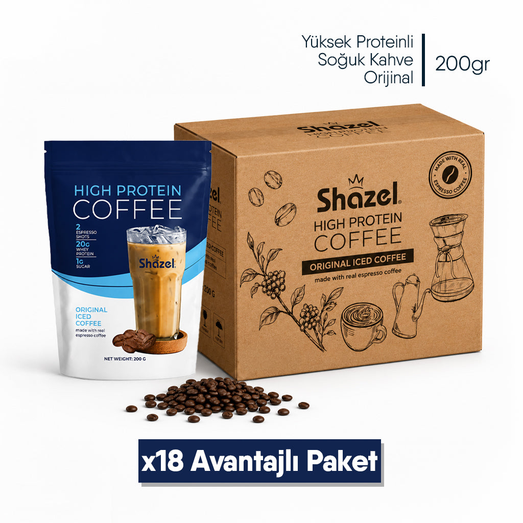 Shazel Yüksek Proteinli Soğuk Kahve Orijinal - Doypack - 200 gr.- Koli
