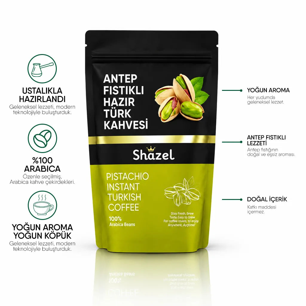 Shazel Antep Fıstıklı Hazır Türk Kahvesi - Doypack - 200 gr.